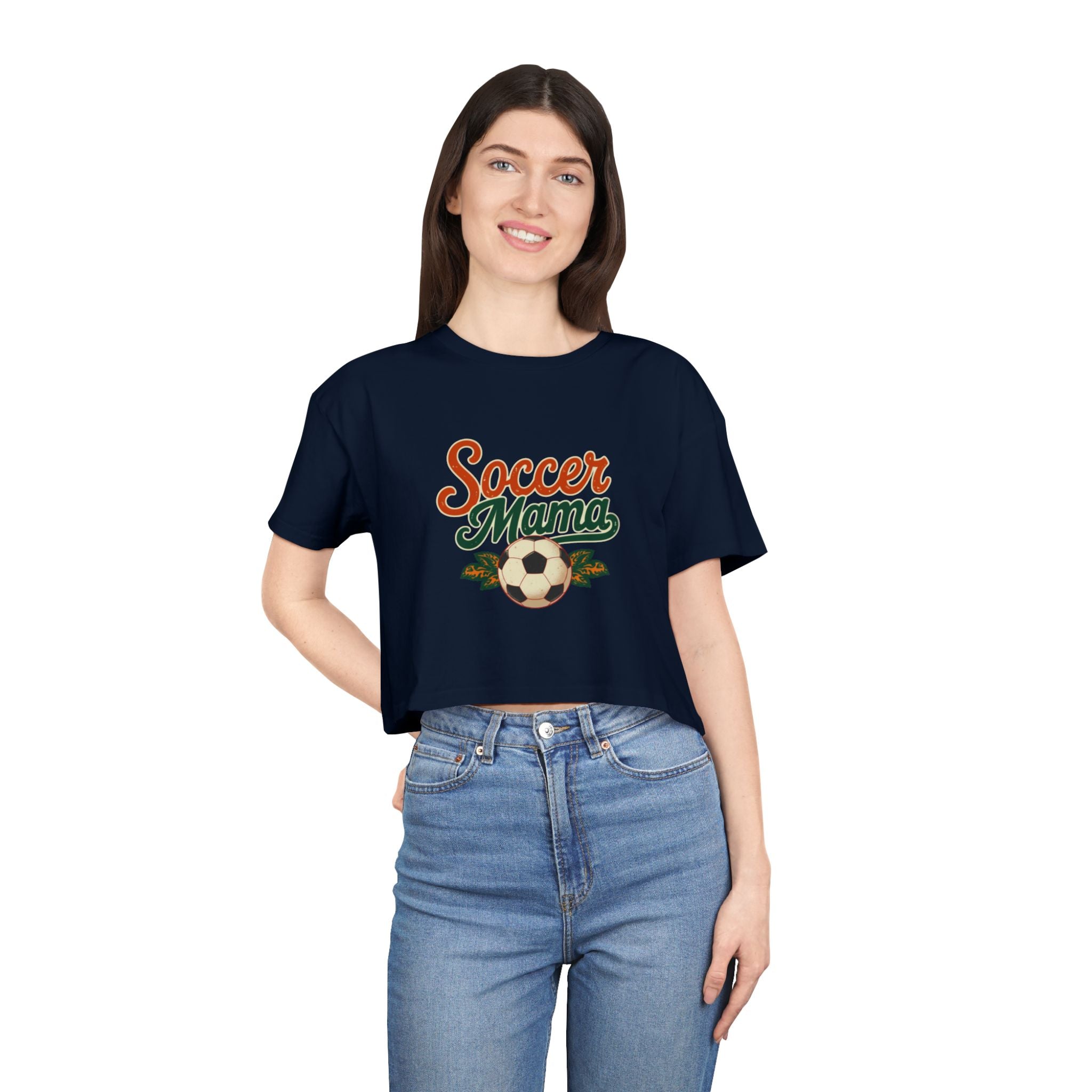 Soccer Mama Crop Tee | Retro Soccer Graphic, Mom Sports Top - Magnolia Wild SC
