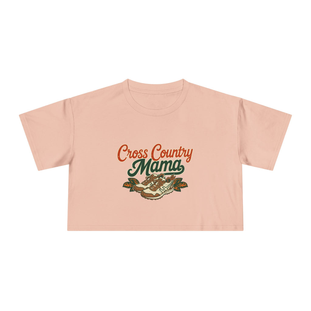 Cross Country Mama Crop Tee | Retro Cross Country Graphic, Mom Sports Top - Magnolia Wild SC
