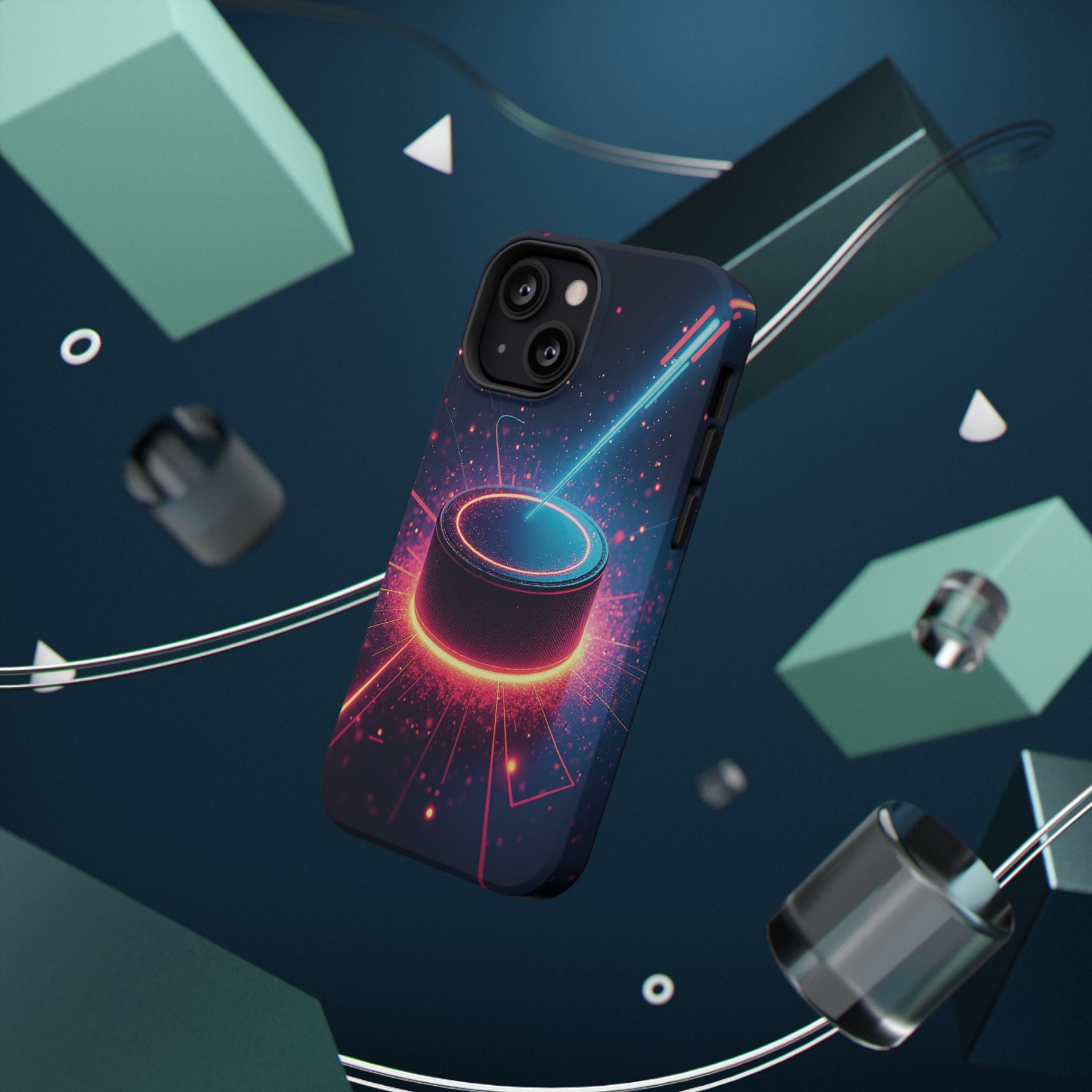 Neon Laser Hockey Puck Impact-Resistant Phone Case - Magnolia Wild SC