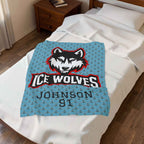 Personalized Hockey Velveteen Blanket — Custom Team Logo, Player Name & Number
