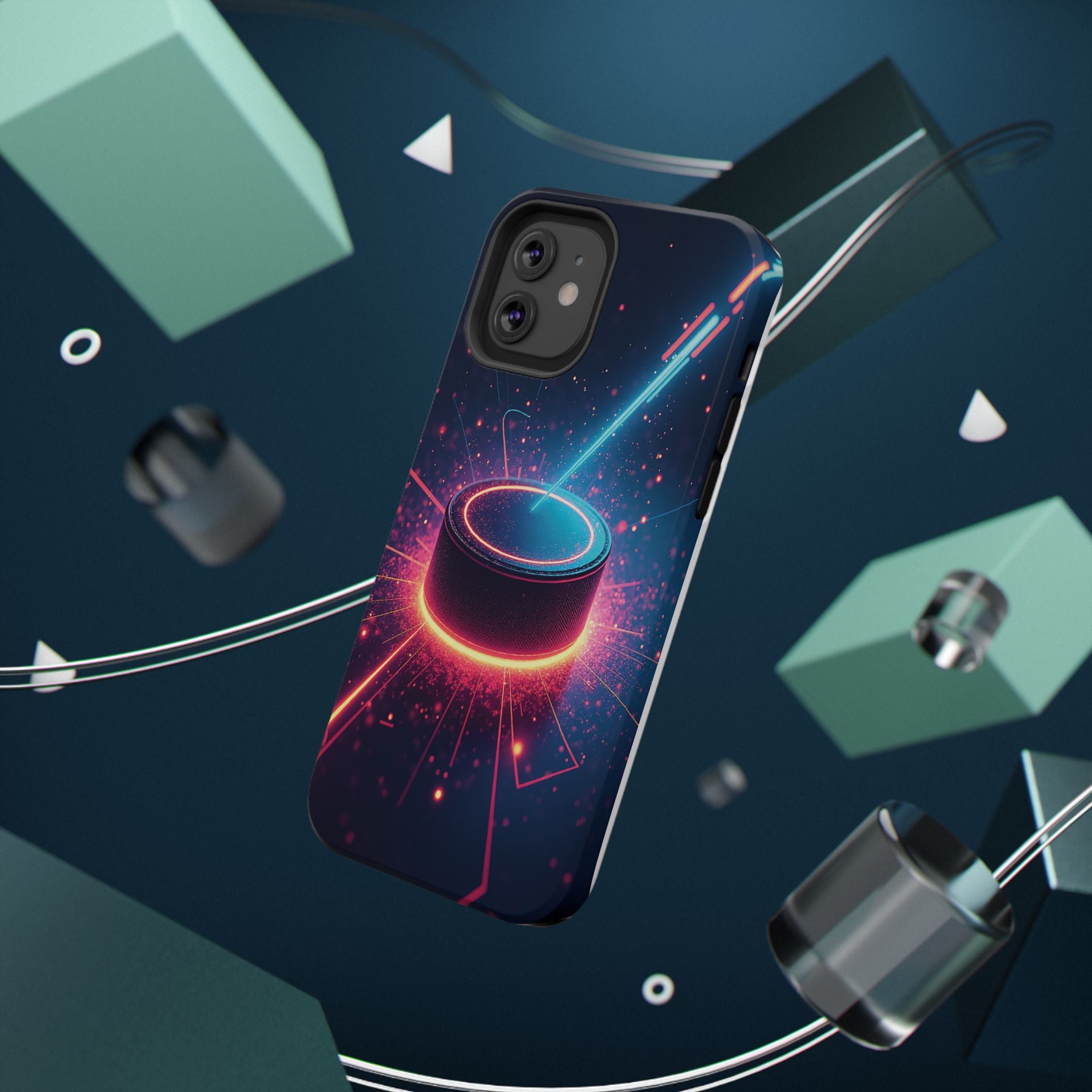 Neon Laser Hockey Puck Impact-Resistant Phone Case - Magnolia Wild SC