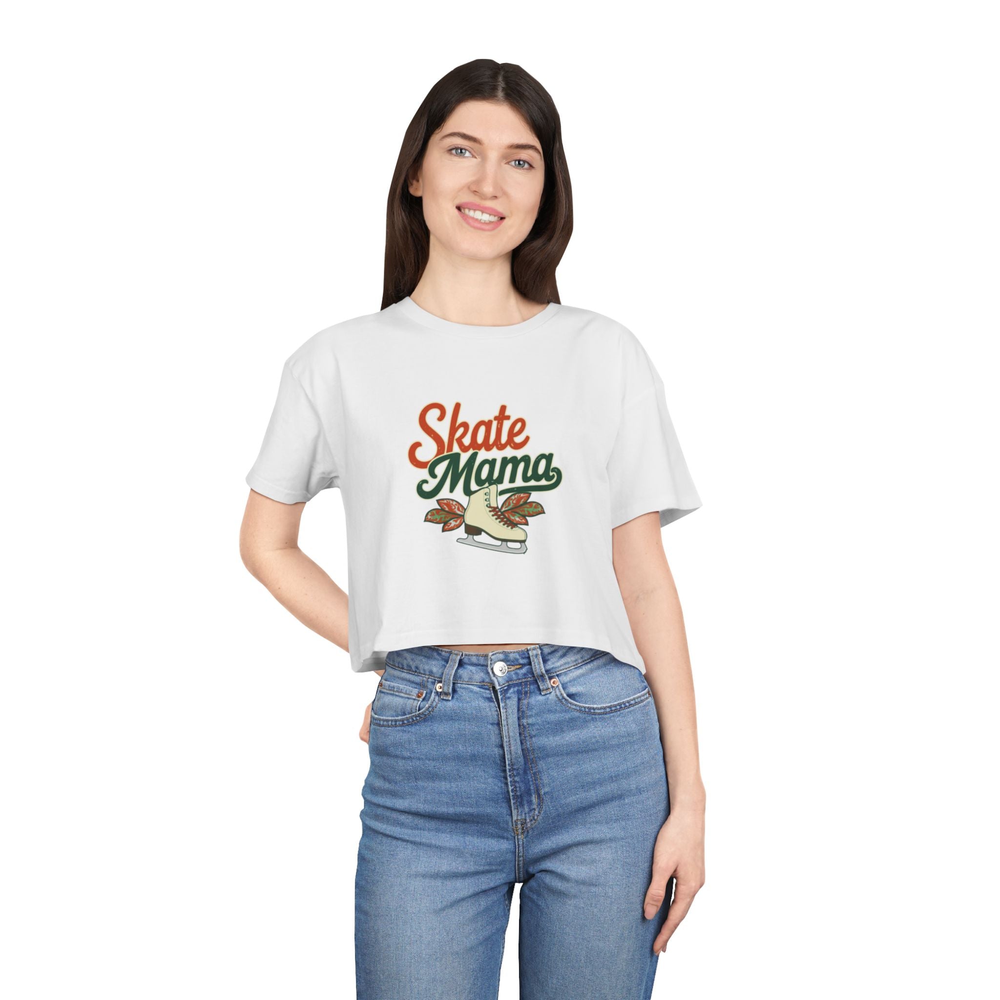 Figure Skating Mama Crop Tee | Retro Figure Skating Graphic, Mom Sports Top - Magnolia Wild SC