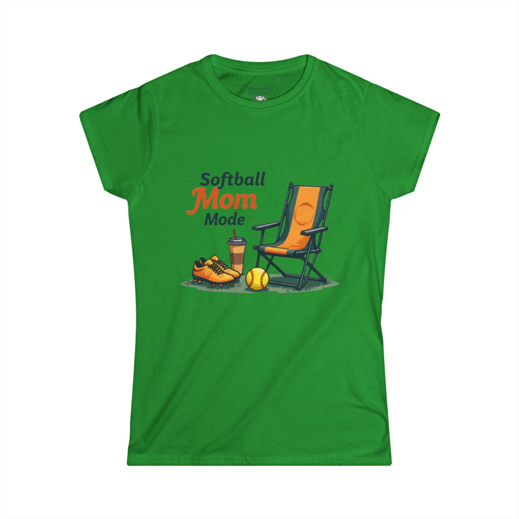 Softball Mom Mode Tee | Mom Chair, Glove & Cleats Design