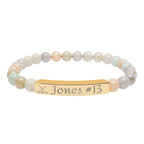 Personalizable Hockey Icon Bracelet Natural Stone Stretch Bar Bracelet | Engraving, Team Name, Player Name & Number