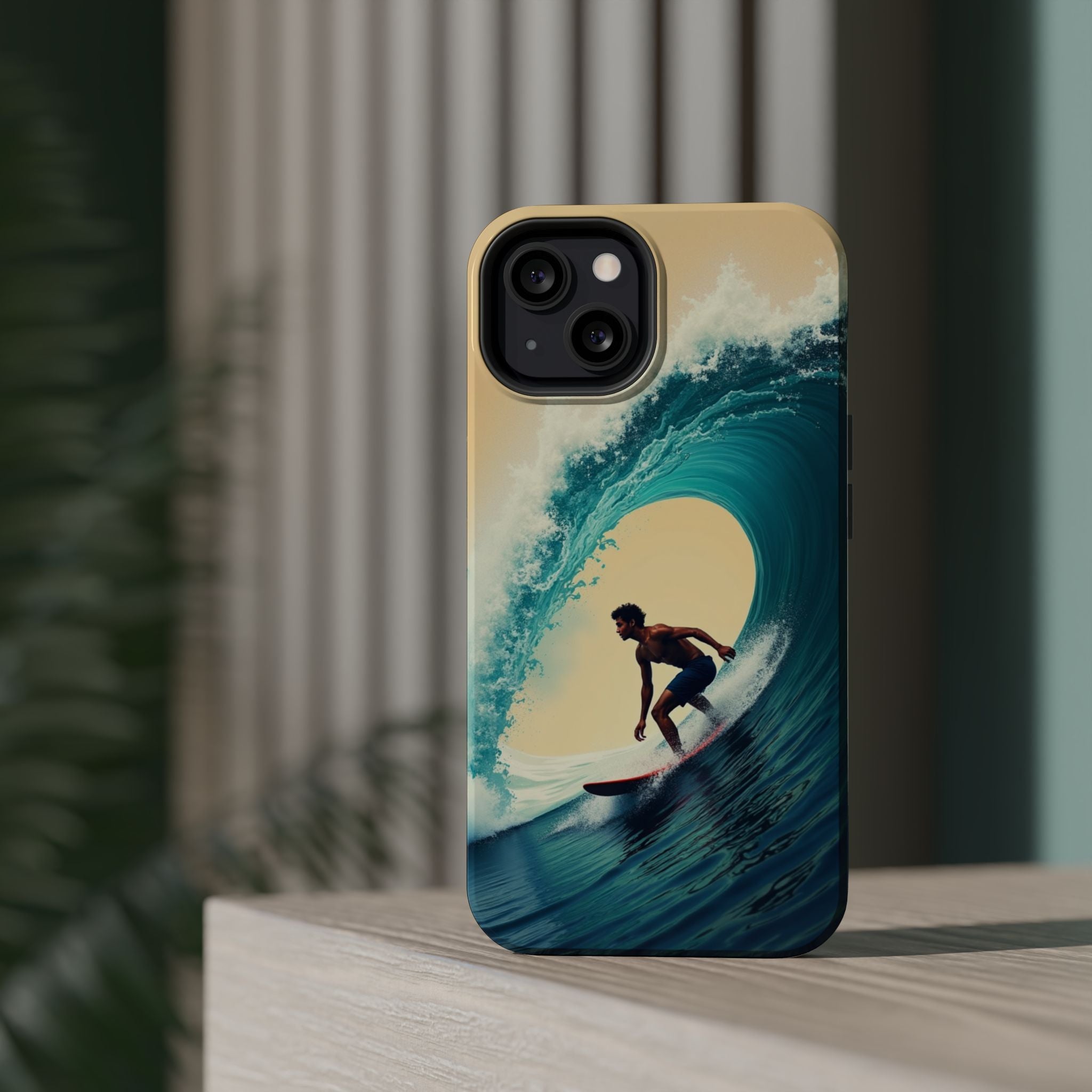 Surfer Riding a Wave iPhone Case — Magnetic Impact-Resistant - Magnolia Wild SC