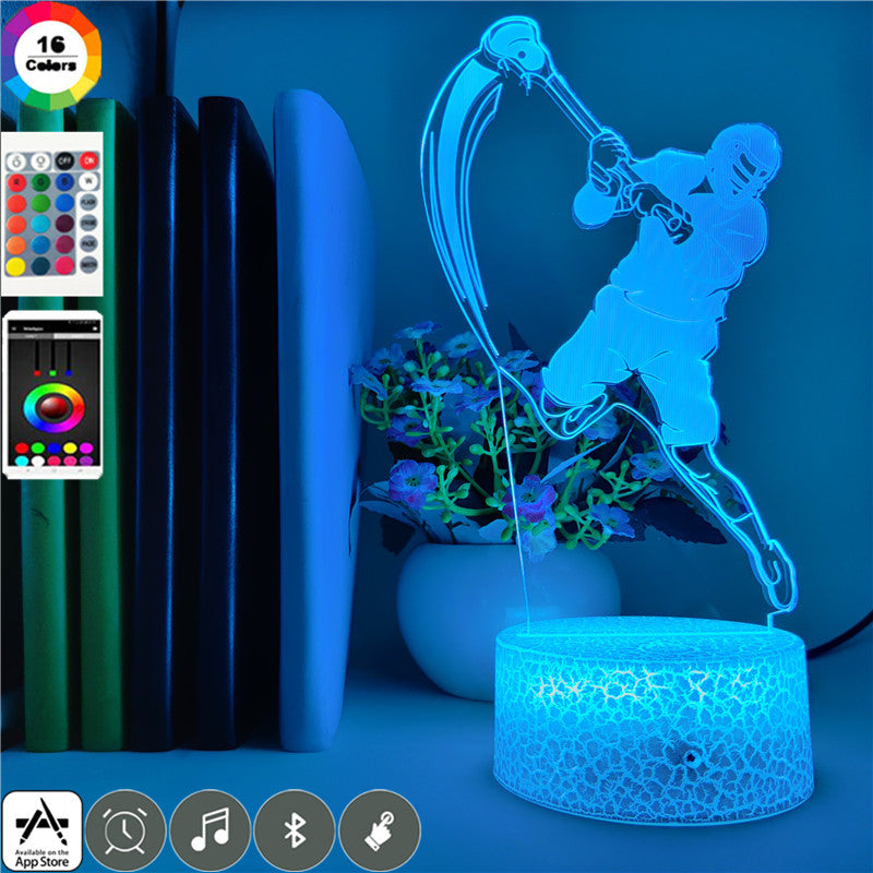 Lacrosse Sports Creative Color Gradient 3D Small Night Light - Magnolia Wild SC