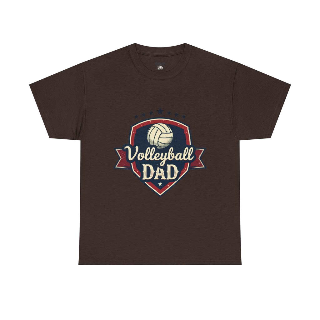 Retro Badge Style: The Vintage Volleyball Dad Shield Tee