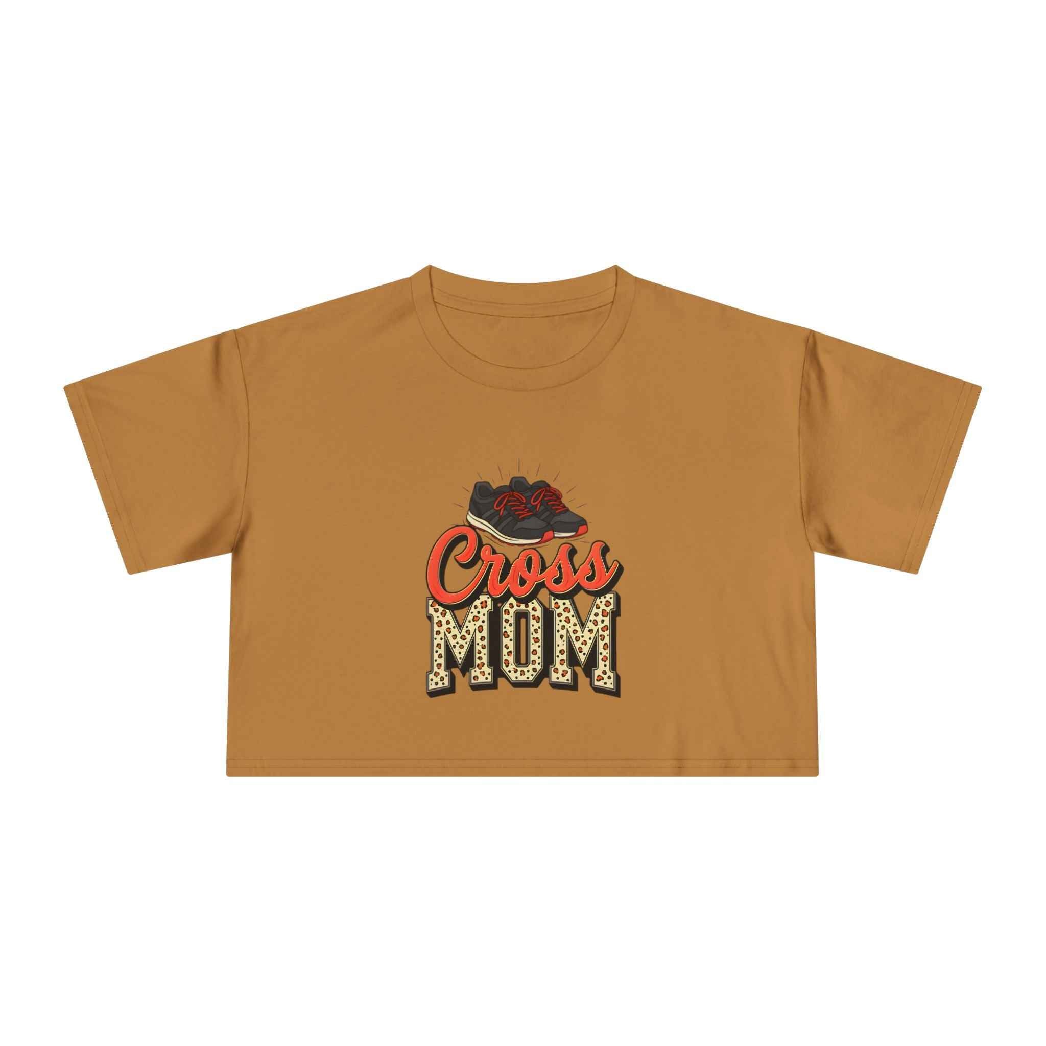 Cross Country Mom Cheetah Print Women's Crop Tee