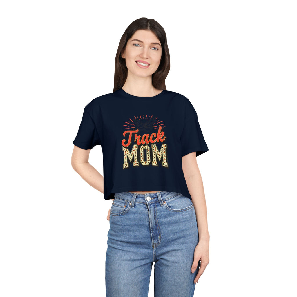 Track Mom Cheetah Print Women's Crop Tee - Magnolia Wild SC