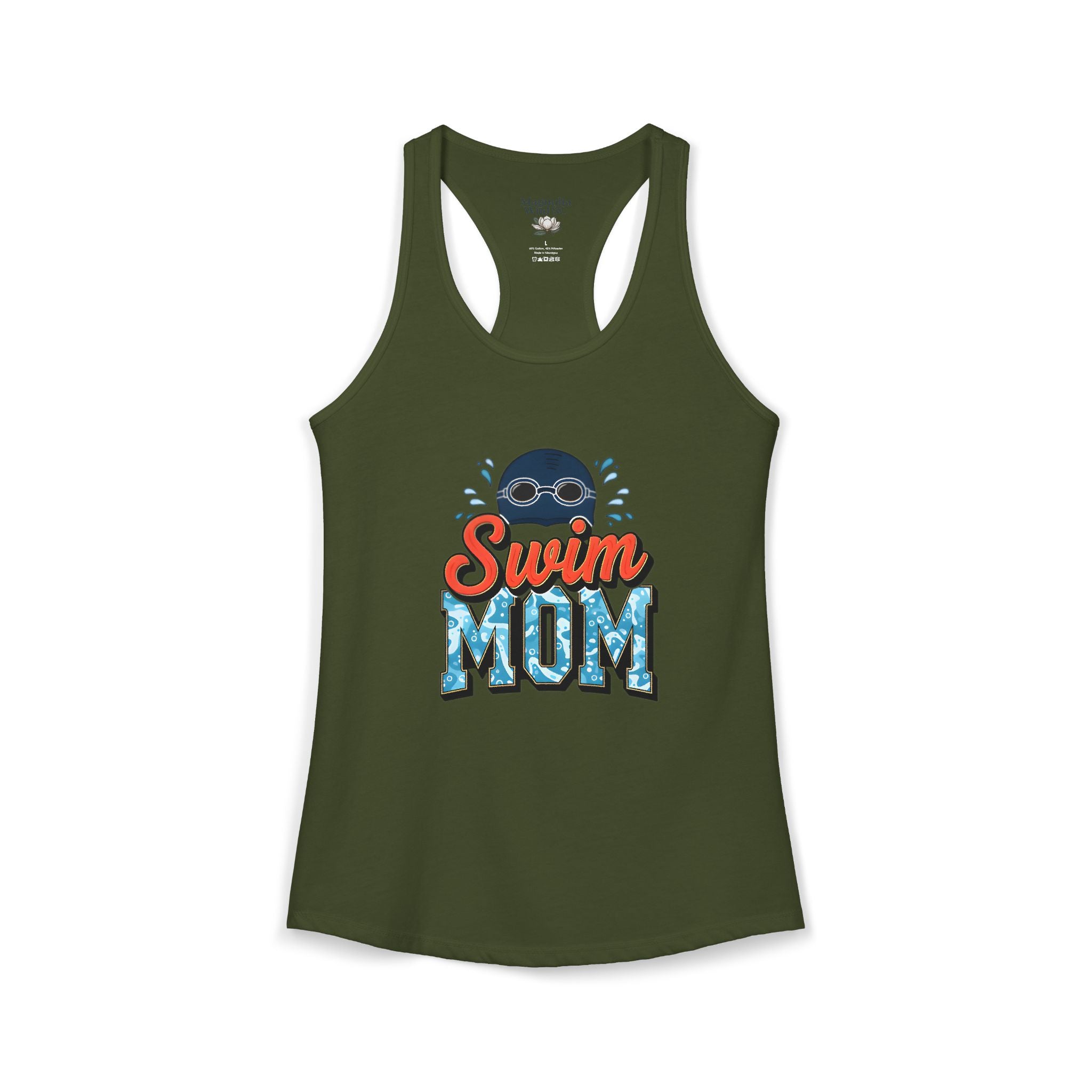 Swim Mom Racerback Tank – Personalized Name & Number Option | Lightweight Women’s Swim Tank Top - Magnolia Wild SC