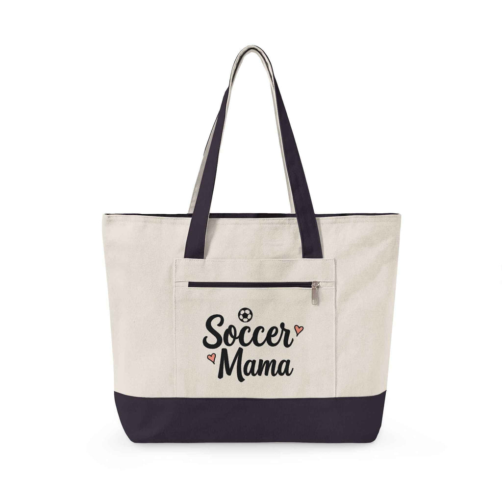 Personalized Soccer Mama Zippered Canvas Tote — Game Day Essential