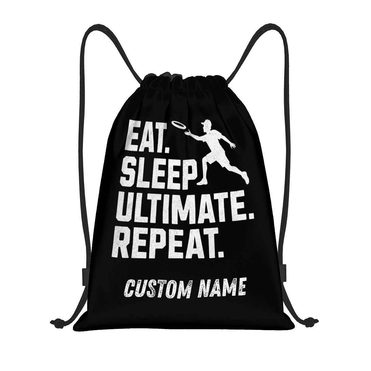 Personalized Ultimate Frisbee Drawstring Bag- "Eat. Sleep. Ultimate. Repeat."