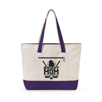 Personalized Hockey Mom Canvas Tote — Messy Bun, Big Energy, Full Gear