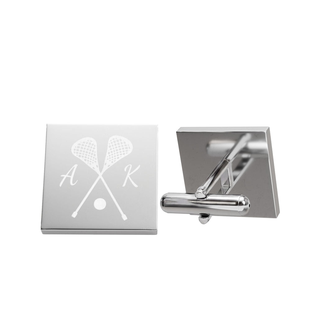 Personalized Lacrosse Cufflinks — Custom Initials Engraving - Magnolia Wild SC