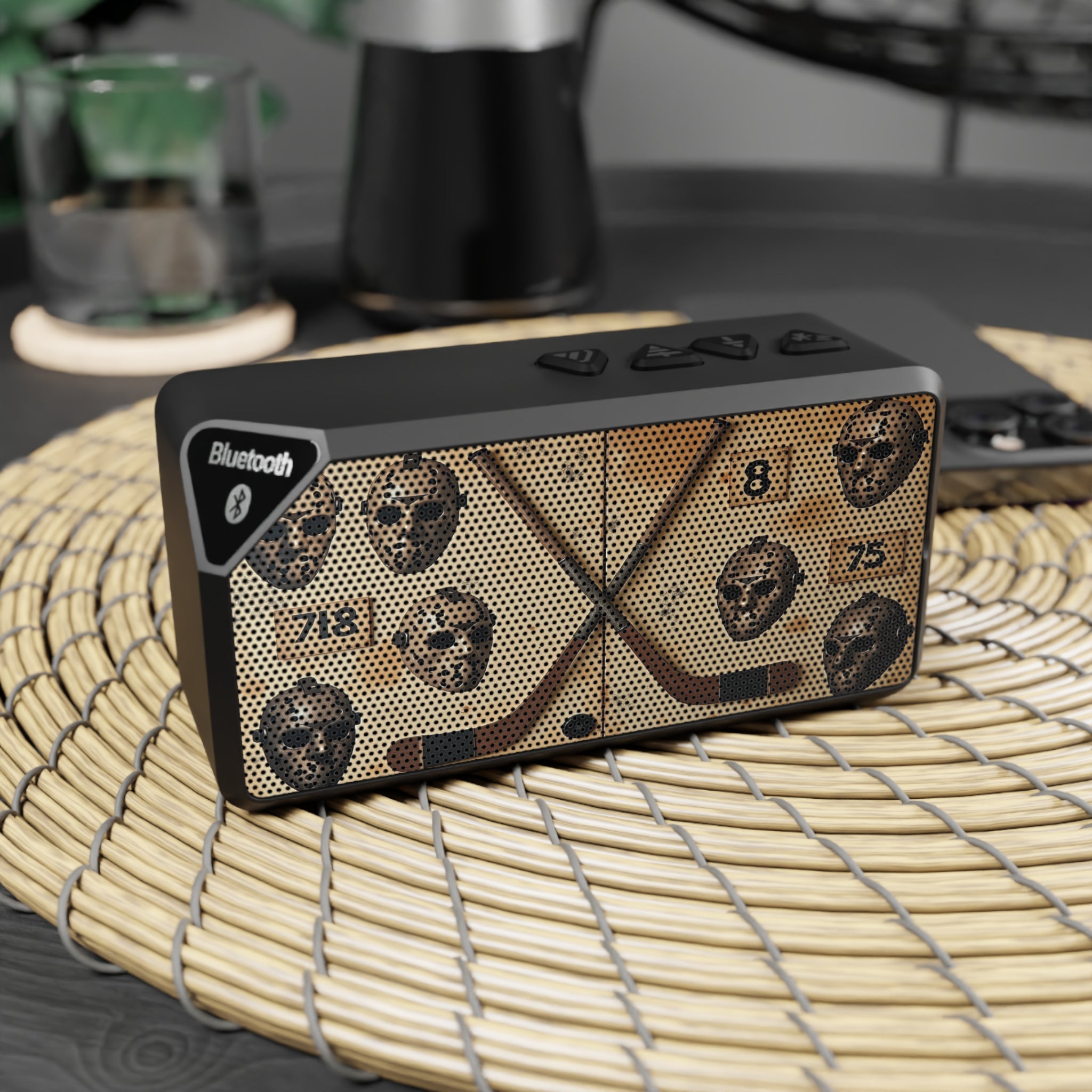 Jabba Bluetooth Speaker — Vintage Hockey Design with Crossed Sticks & Goalie Masks - Magnolia Wild SC