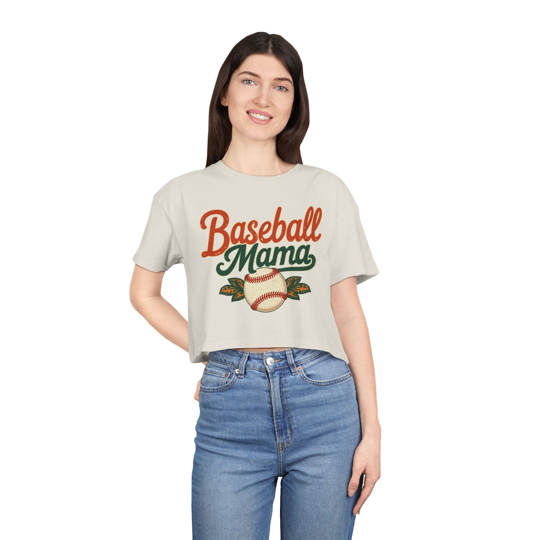 Baseball Mama Crop Tee | Retro Baseball Graphic, Mom Sports Top - Magnolia Wild SC