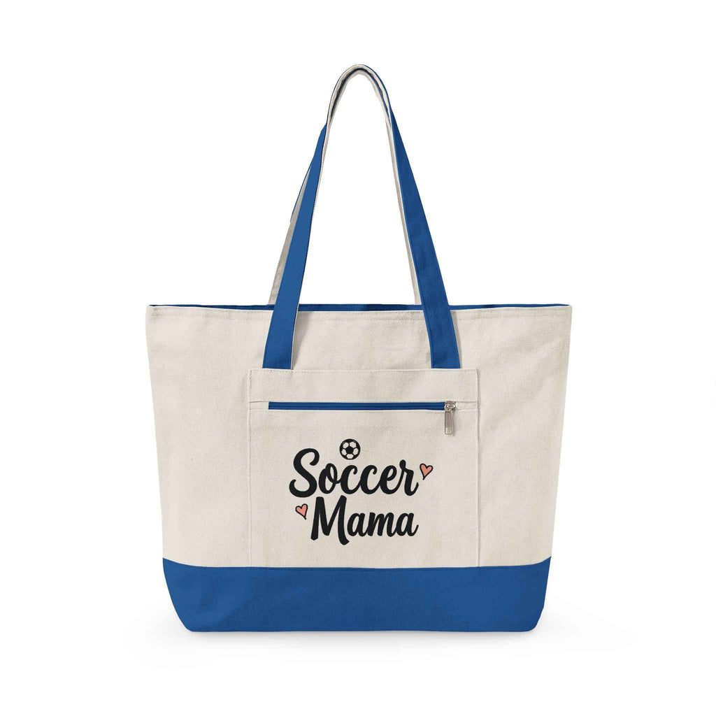 Personalized Soccer Mama Zippered Canvas Tote — Game Day Essential