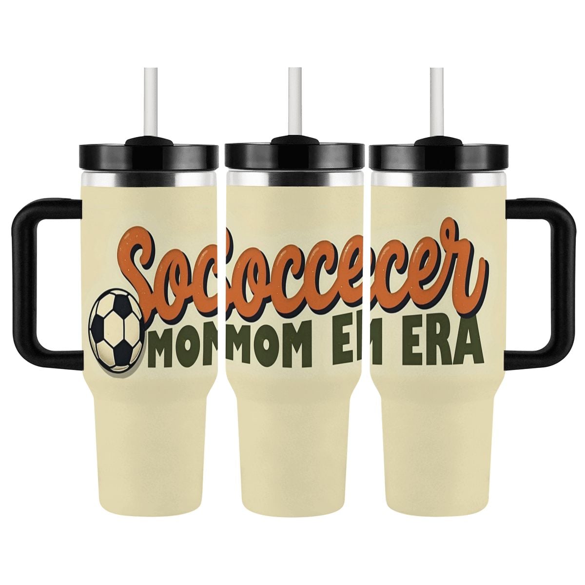 Retro "Soccer Mom Era" 40oz Insulated Tumbler with Handle and Straw - Magnolia Wild SC