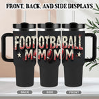 Grunge Style Football Mom 40oz Insulated  Tumbler with Handle and Straw - Magnolia Wild SC
