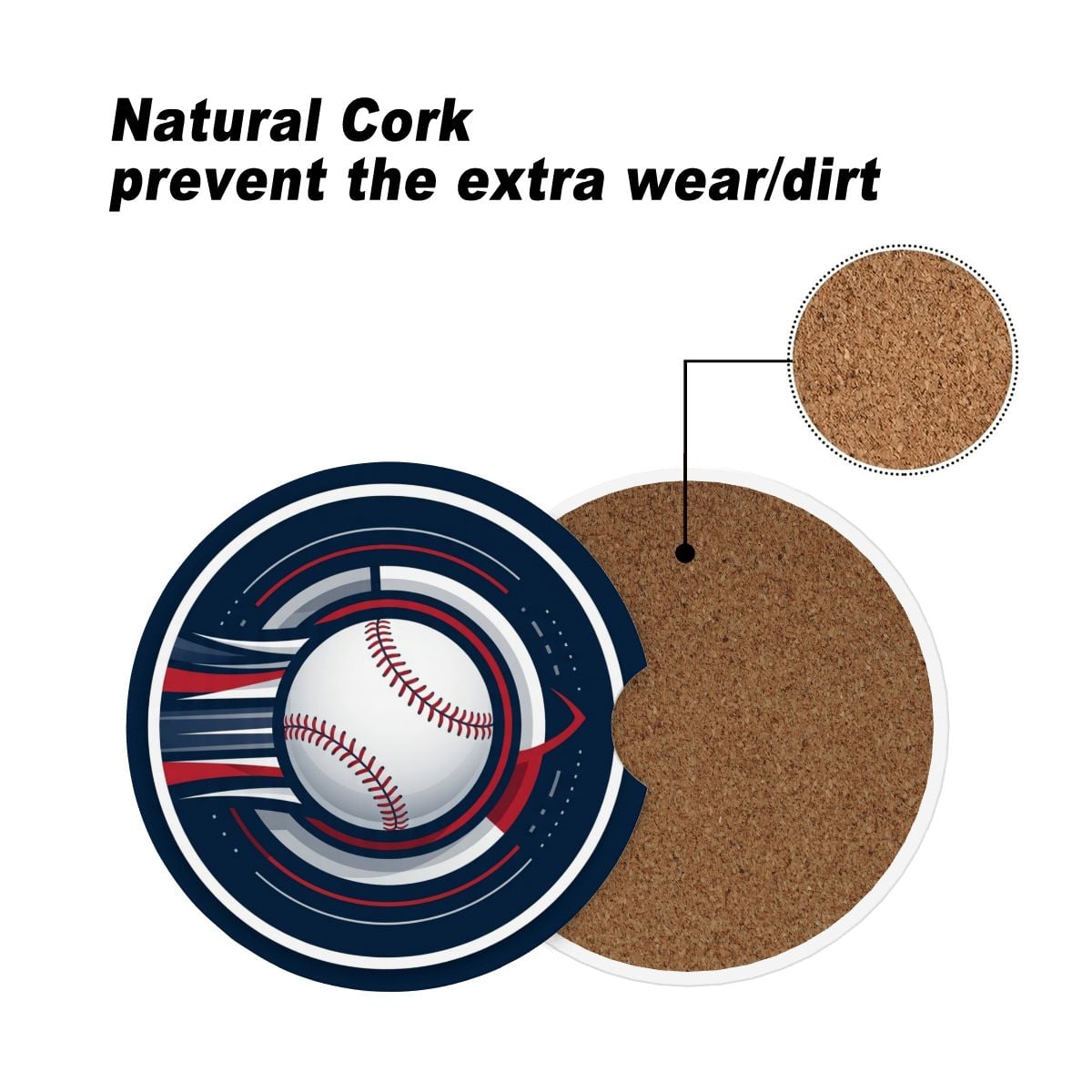 Baseball Power Stroke Car Coasters | Absorbent Ceramic 2-Pack
