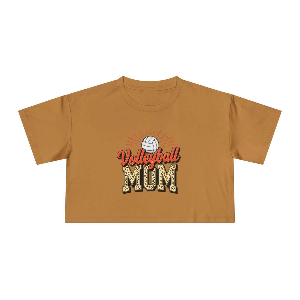 Volleyball Mom Cheetah Print Women's Crop Tee
