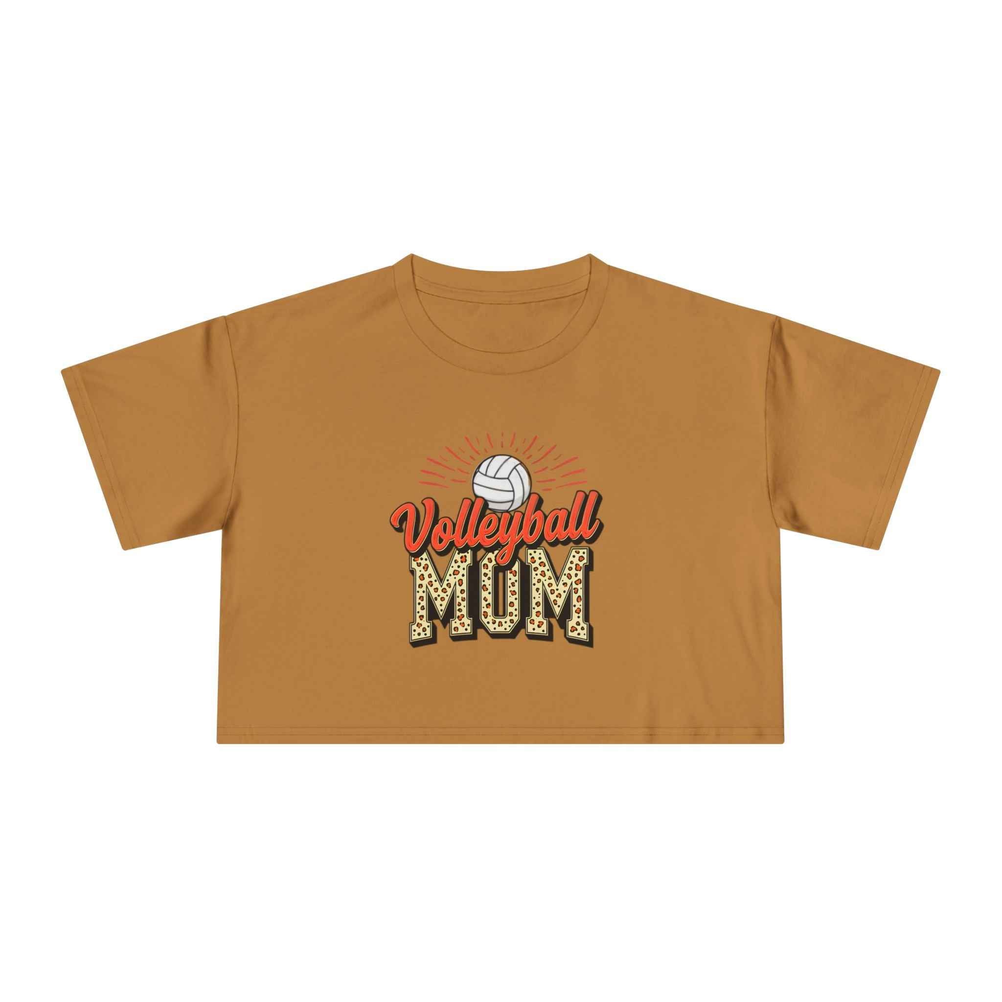 Volleyball Mom Cheetah Print Women's Crop Tee