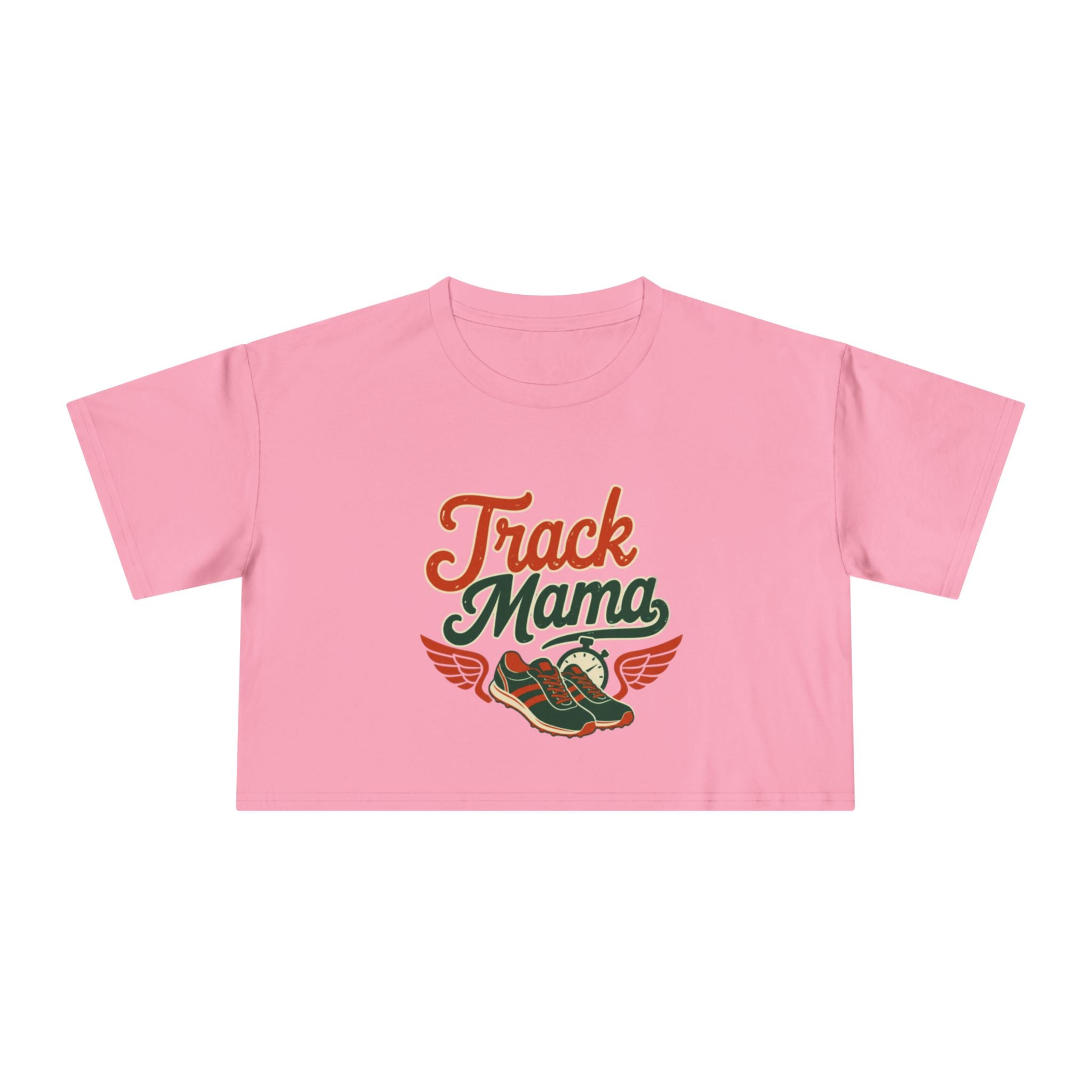 Track Mama Crop Tee | Retro Track and Field Graphic, Mom Sports Top - Magnolia Wild SC