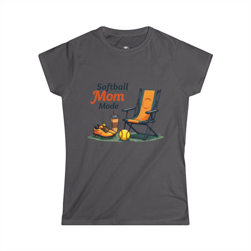 Softball Mom Mode Tee | Mom Chair, Glove & Cleats Design