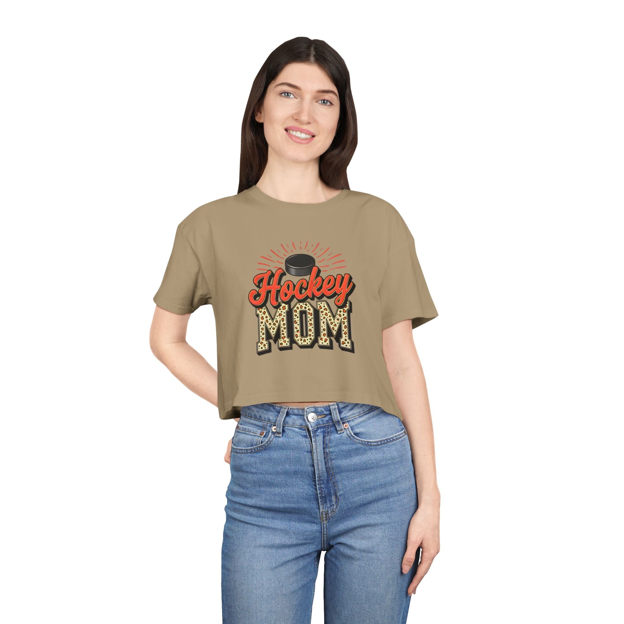 Hockey Mom Cheetah Print Women's Crop Tee - Magnolia Wild SC