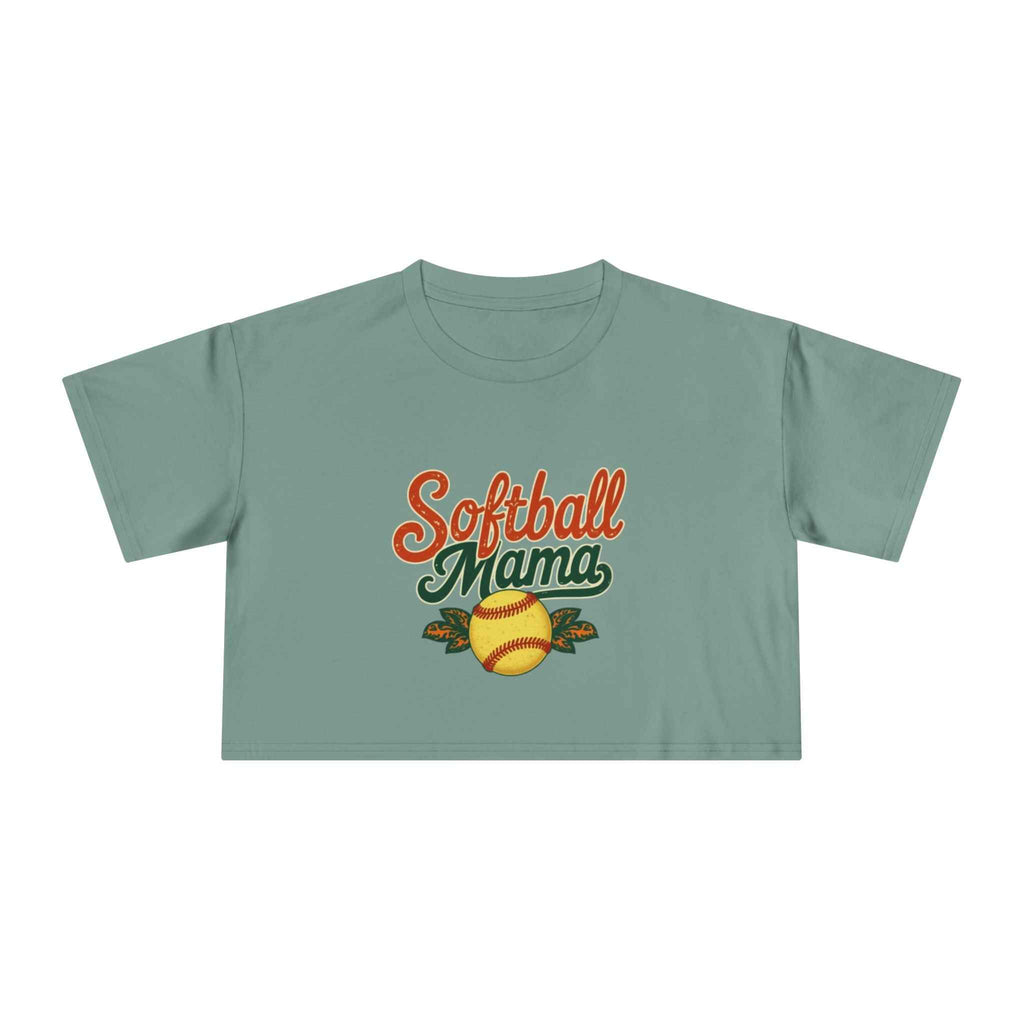 Softball Mama Crop Tee | Retro Softball Graphic, Mom Sports Top