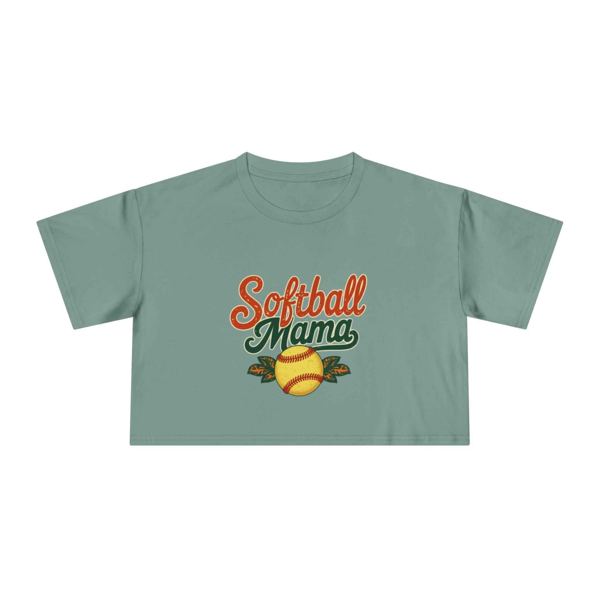 Softball Mama Crop Tee | Retro Softball Graphic, Mom Sports Top
