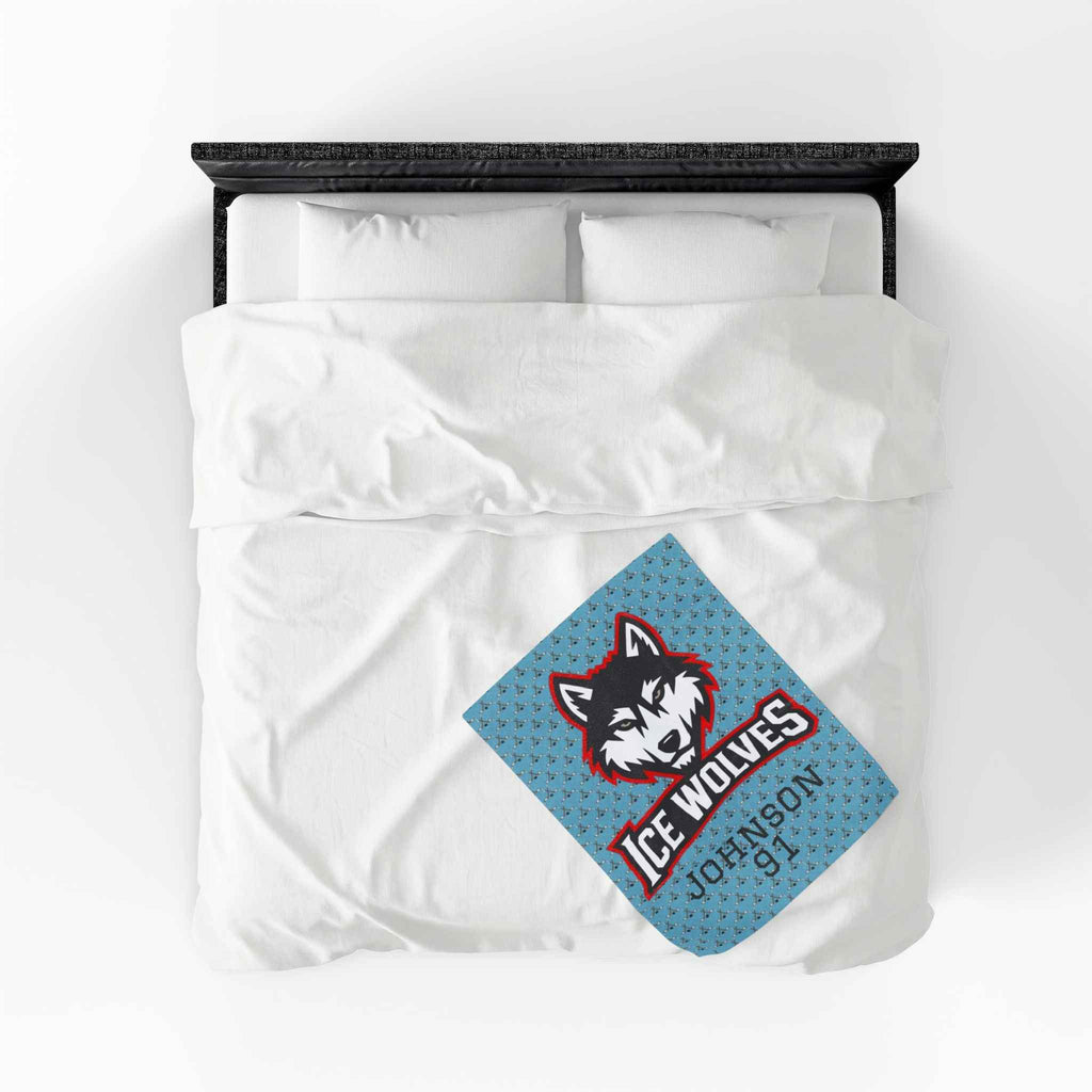 Personalized Hockey Velveteen Blanket — Custom Team Logo, Player Name & Number