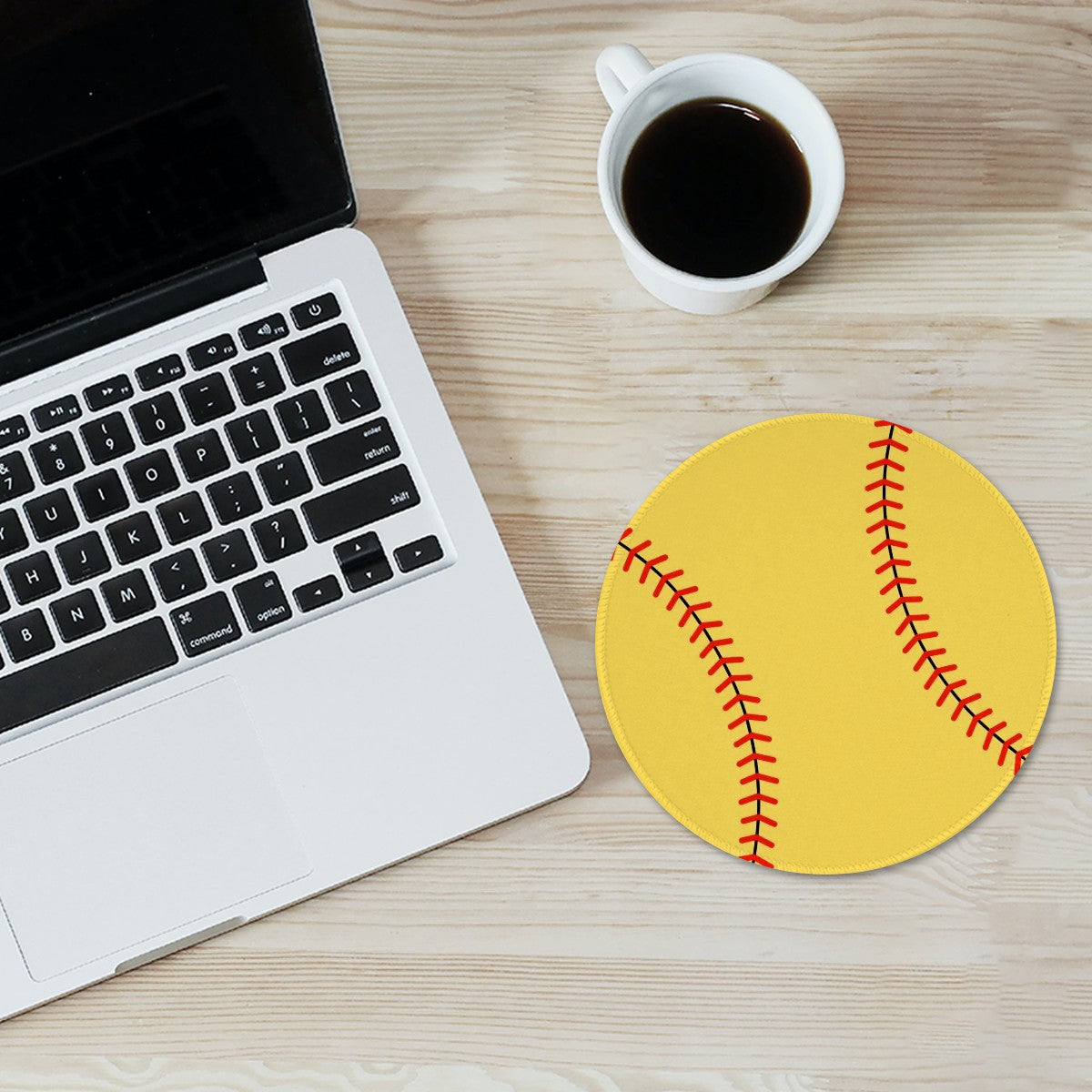 Softball-Shaped Mouse Pad – Non-Slip Rubber Base Polyester Mouse Pad - Magnolia Wild SC