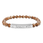 Personalizable Hockey Icon Bracelet Natural Stone Stretch Bar Bracelet | Engraving, Team Name, Player Name & Number