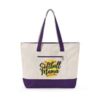 Personalized Softball Mom Zippered Canvas Tote