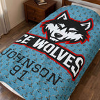 Personalized Hockey Velveteen Blanket — Custom Team Logo, Player Name & Number