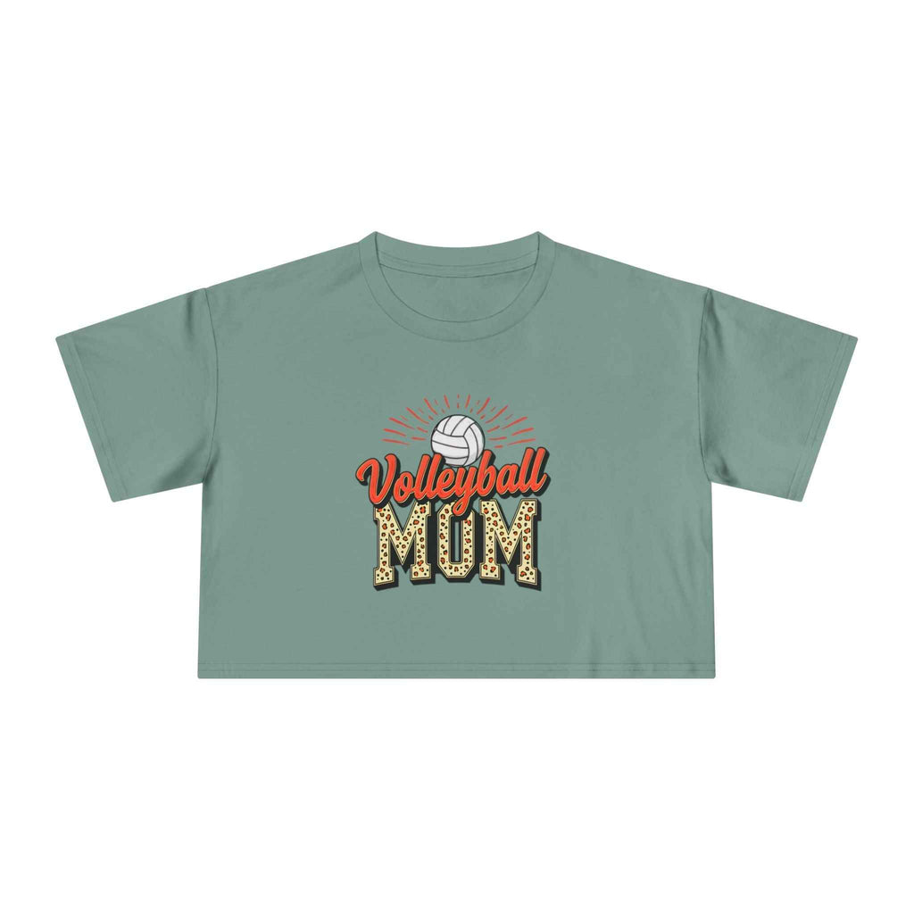 Volleyball Mom Cheetah Print Women's Crop Tee