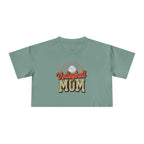 Volleyball Mom Cheetah Print Women's Crop Tee