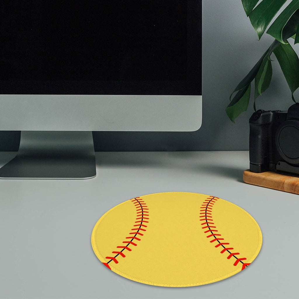 Softball-Shaped Mouse Pad – Non-Slip Rubber Base Polyester Mouse Pad - Magnolia Wild SC