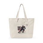 Personalized Zippered Hockey Tote — ‘Eat. Sleep. Hockey. Repeat.’ Canvas Bag for Players & Fans - Magnolia Wild SC