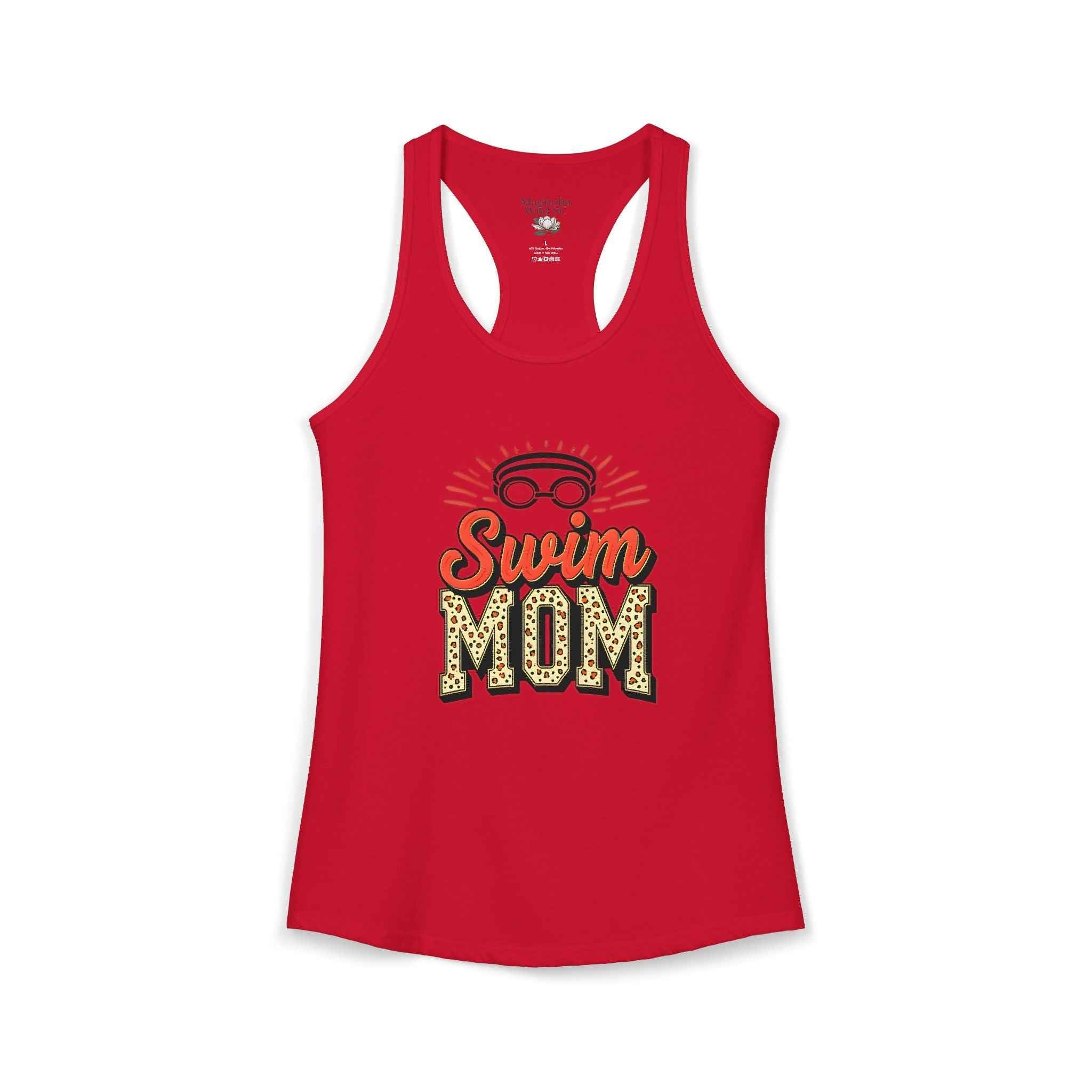 Swim Mom Racerback Tank – Personalized Name & Number Option