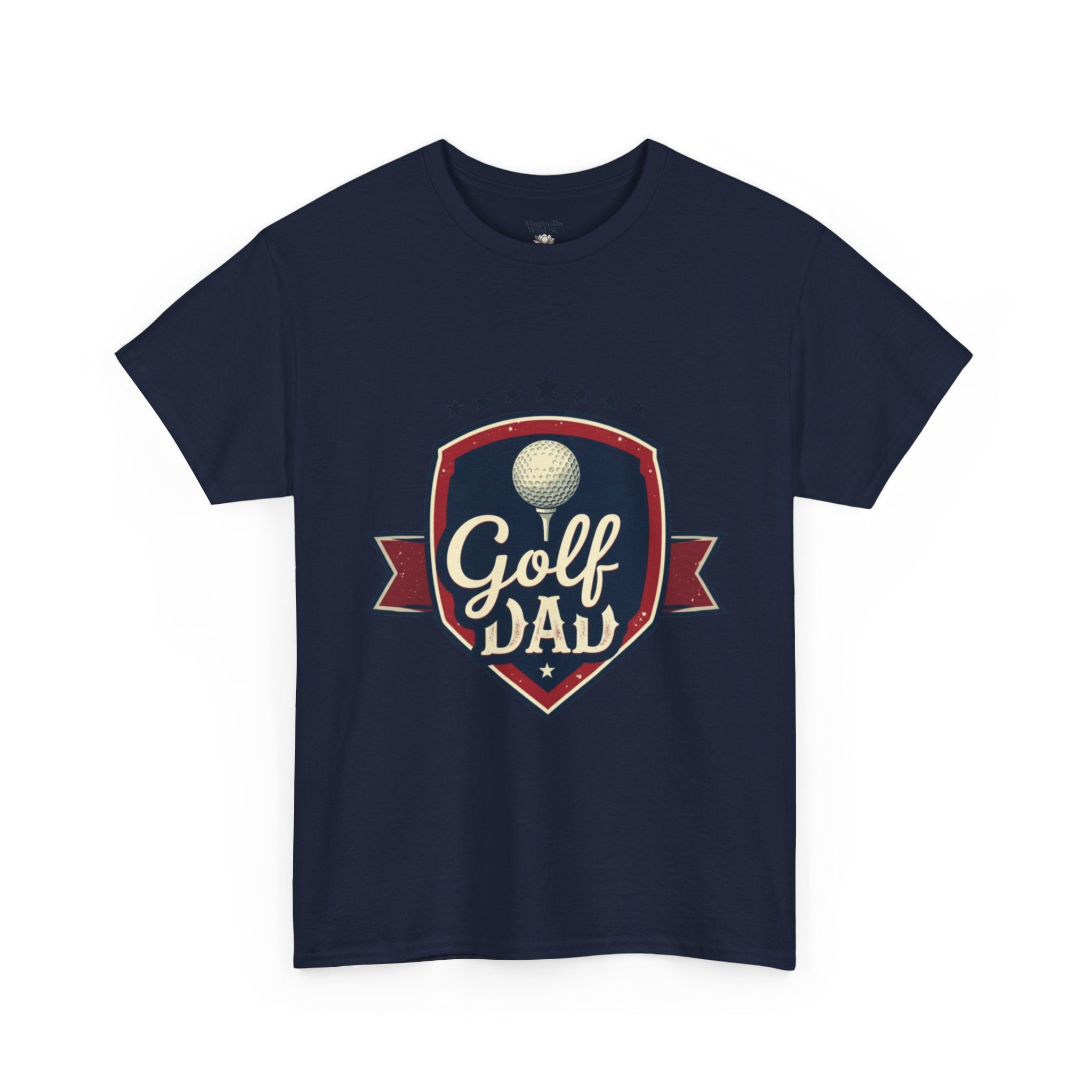 Retro Badge Style: The Vintage Golf Dad Shield Tee - Magnolia Wild SC