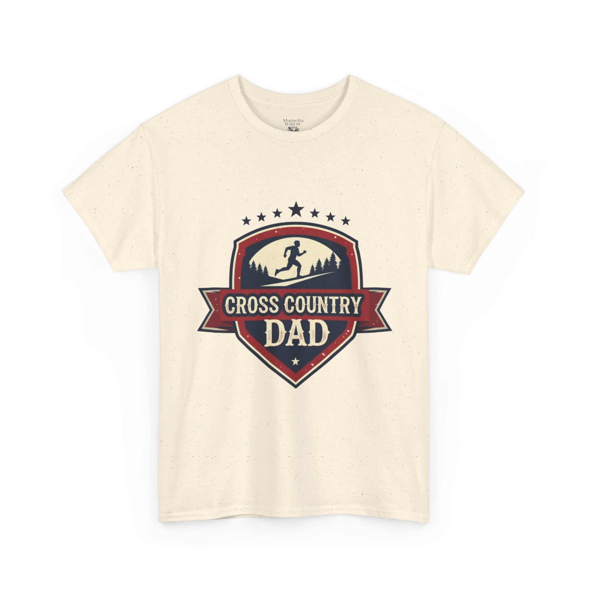 Retro Badge Style: The Vintage Cross Country Dad Shield Tee - Magnolia Wild SC