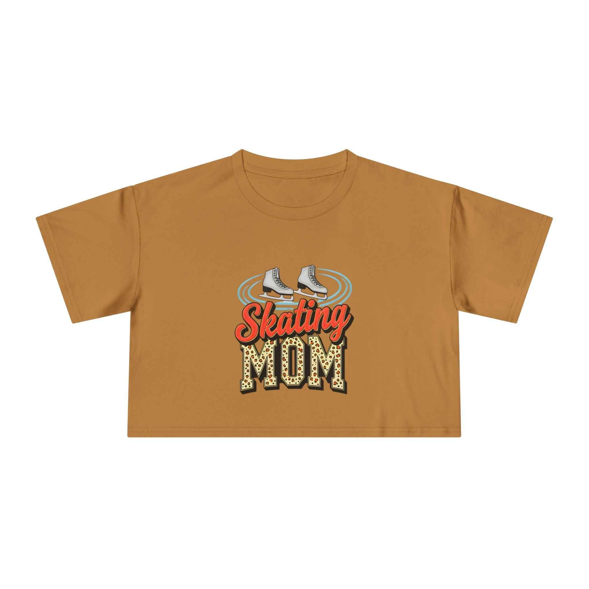 Figure Skating Mom Cheetah Print Women's Crop Tee