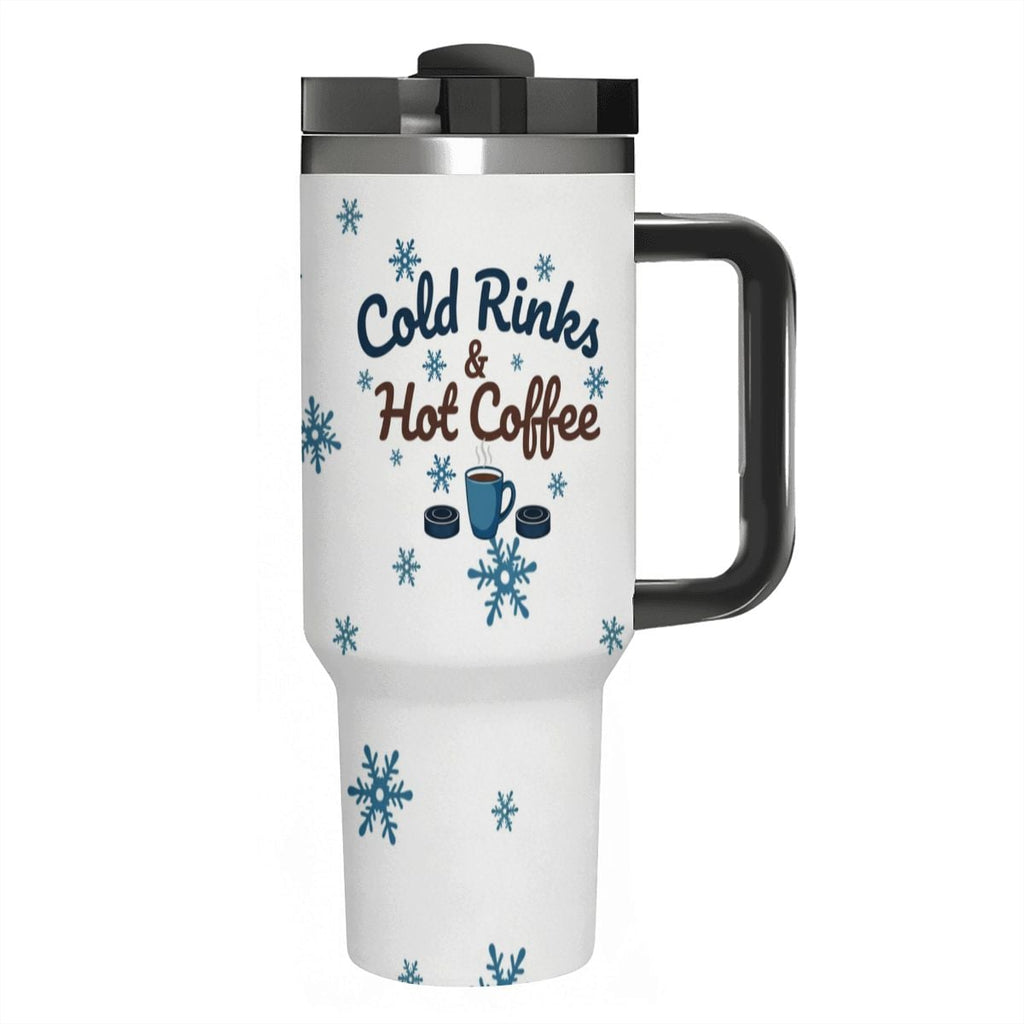 Hockey Mom "Cold Rinks & Hot Coffee" 40oz Insulated Tumbler with Handle and Straw - Magnolia Wild SC
