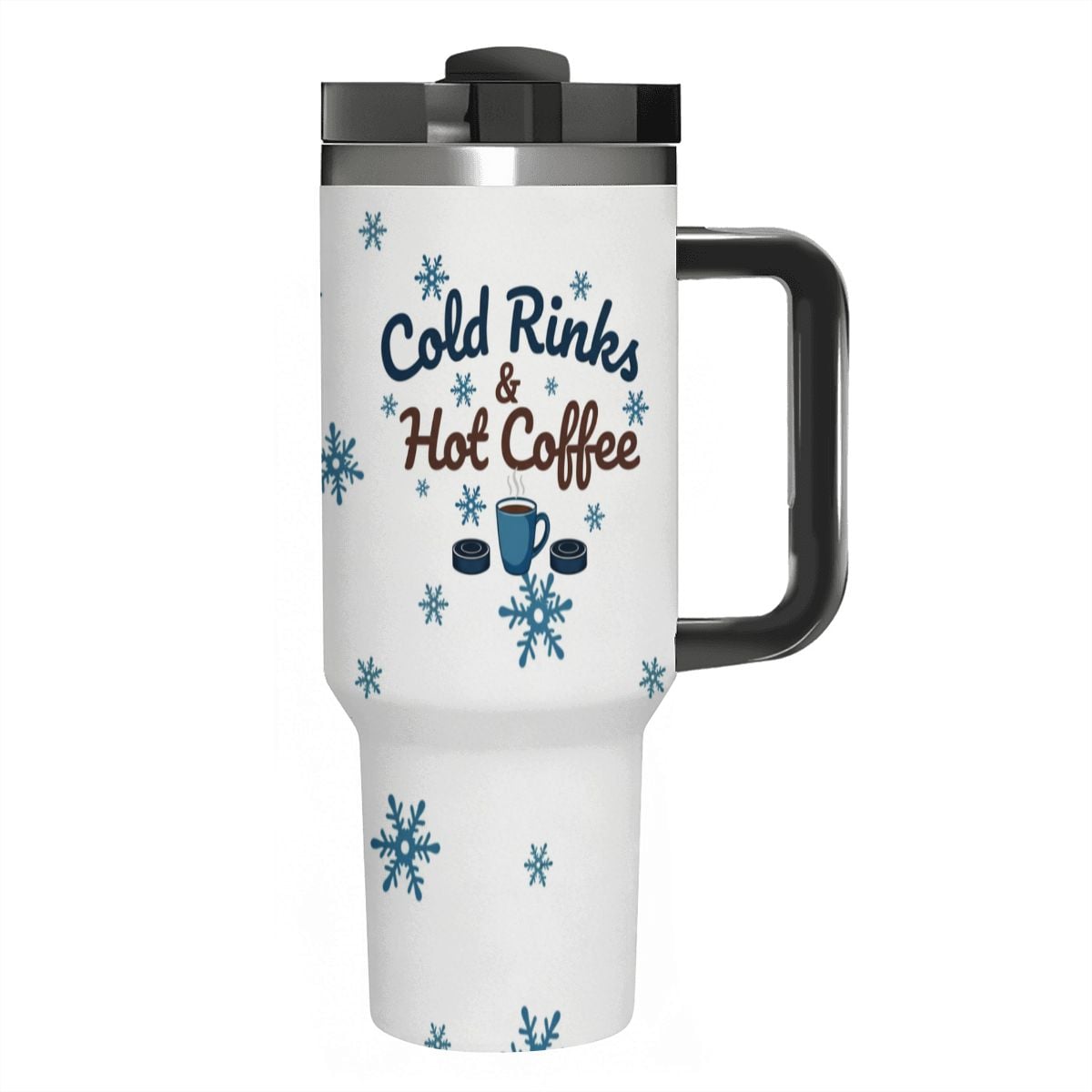 Hockey Mom "Cold Rinks & Hot Coffee" 40oz Insulated Tumbler with Handle and Straw - Magnolia Wild SC