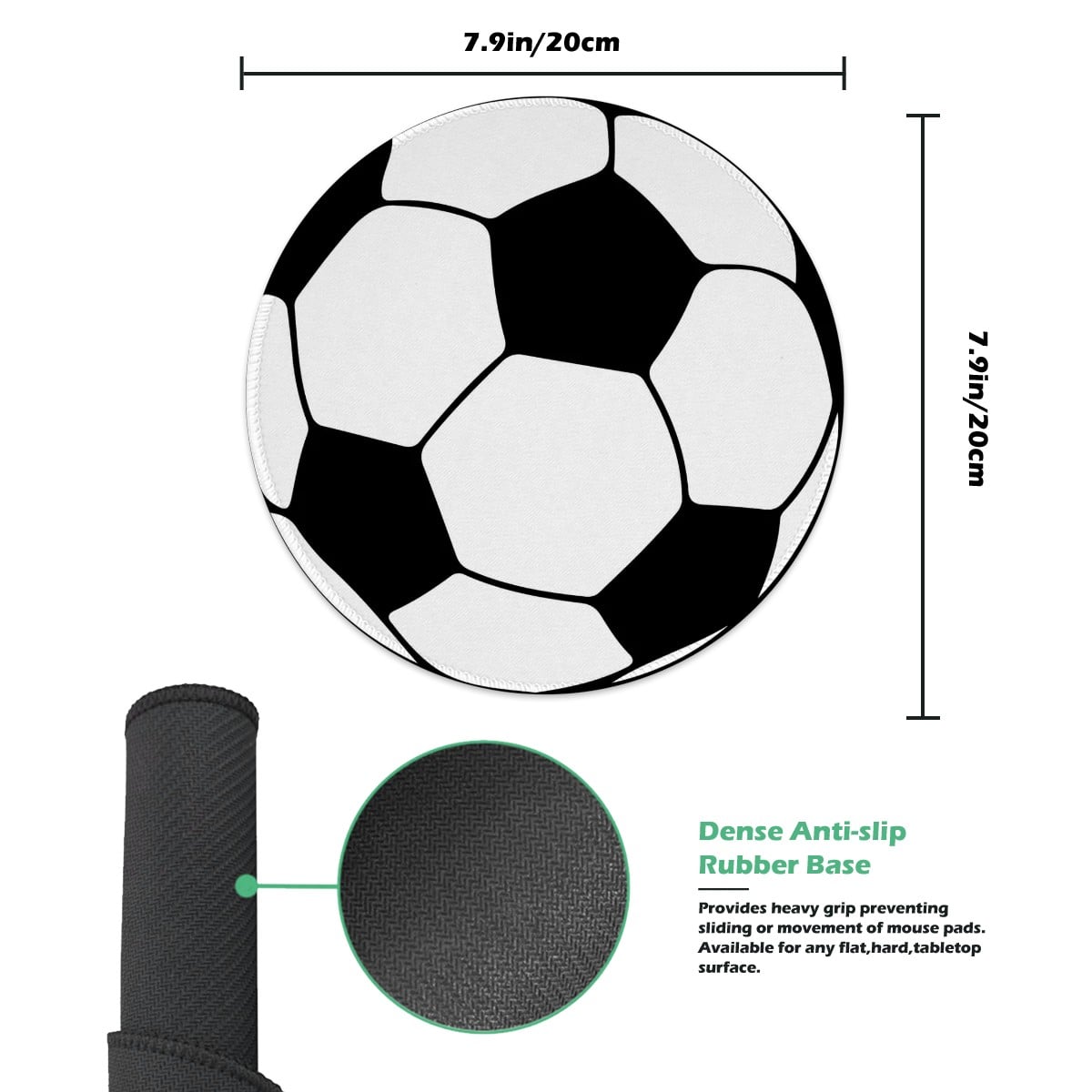Soccer Ball Mouse Pad – Non-Slip Rubber Base Polyester Mouse Pad - Magnolia Wild SC