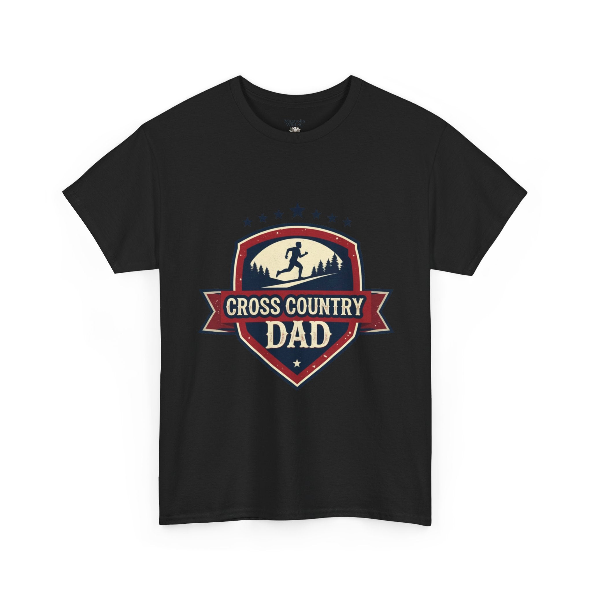 Retro Badge Style: The Vintage Cross Country Dad Shield Tee - Magnolia Wild SC