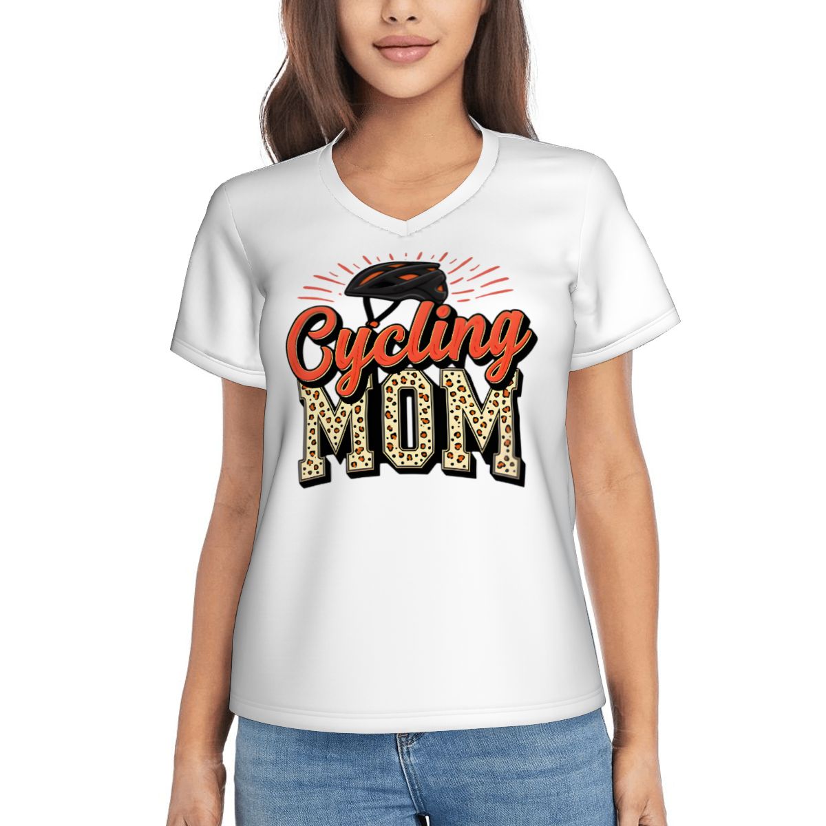 Cycling Mom Women's V-Neck Short-Sleeve T-Shirt - Magnolia Wild SC