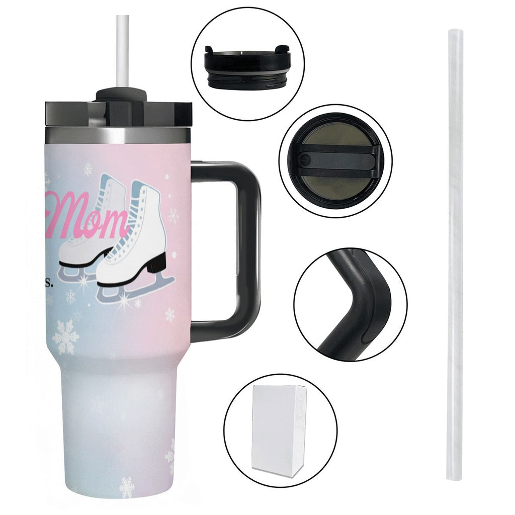 "Figure Skating Mom: Early Mornings & Expensive Blades" 40oz Tumbler with Handle and Straw - Magnolia Wild SC